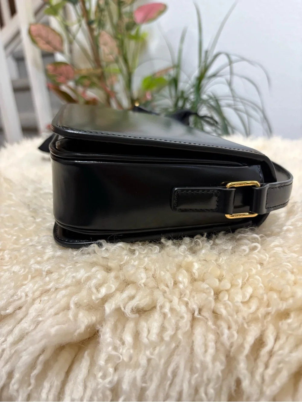 Celine Shiny Calfskin Teen Triomphe Black* Like New Condition